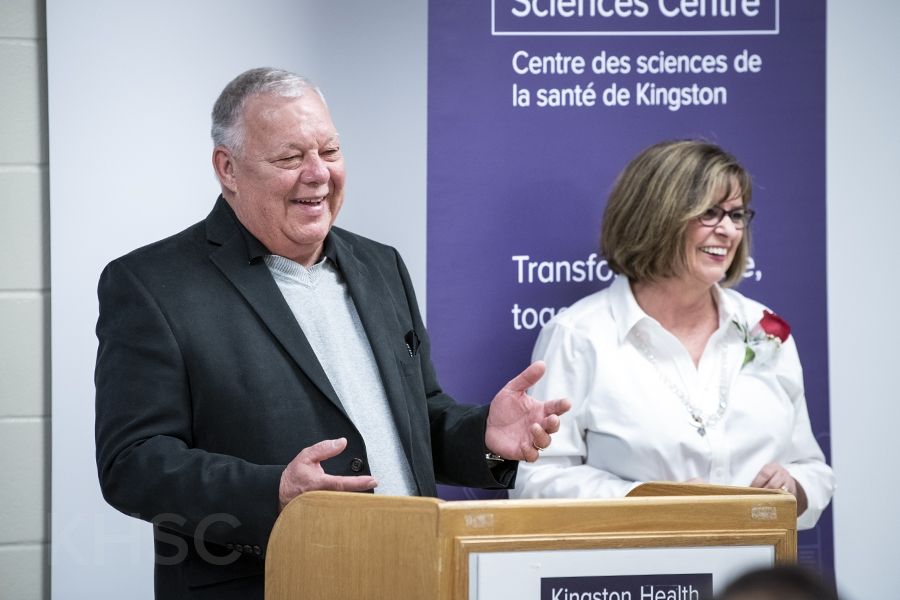 Jim and Judy Kirkpatrick spoke to the crowd about the impact the living kidney donor program has had on their lives. Jim, the recipient, was able to avoid going on dialysis as a result of his wife's donation.