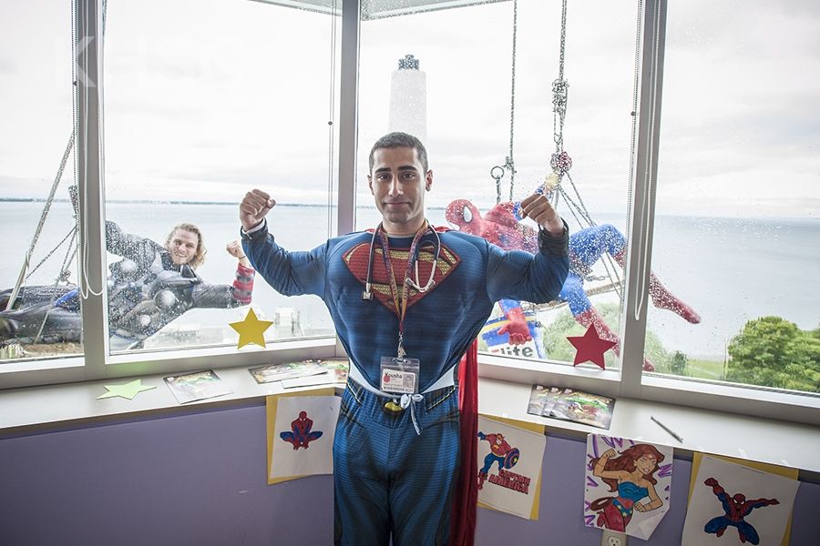 Staff on the pediatrics unit at the KGH site join in the fun and show their superhero colours.