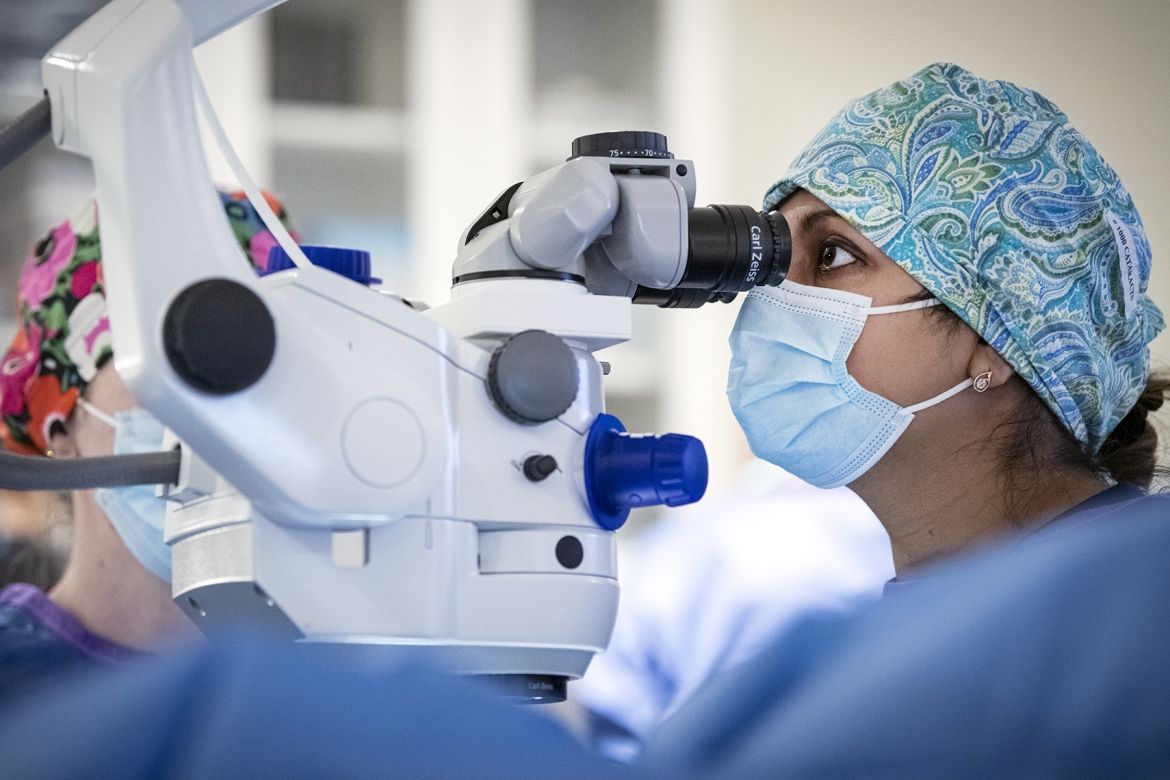 doctor performing a cataract surgery