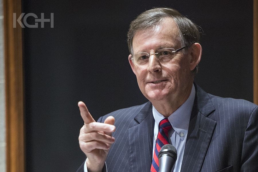 Scott Carson, Chair of the KGH Board of Directors recounts a story of Leslee for the reception audience.