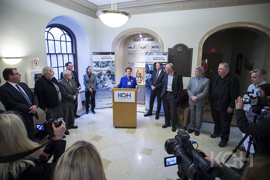 Executive Director of the UHKF Denise Cummings speaks to KCCU representatives and members of the media