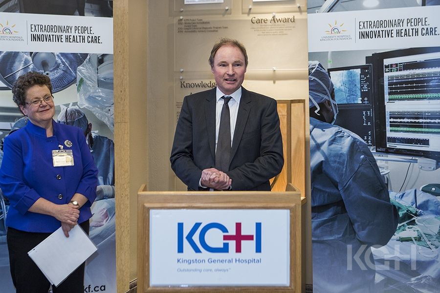 KCCU CEO Jon Desseau announces a $60,000 donation for the KGH lab