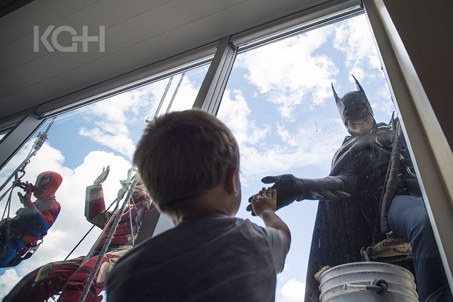 KGH kids see batman cleaning windows