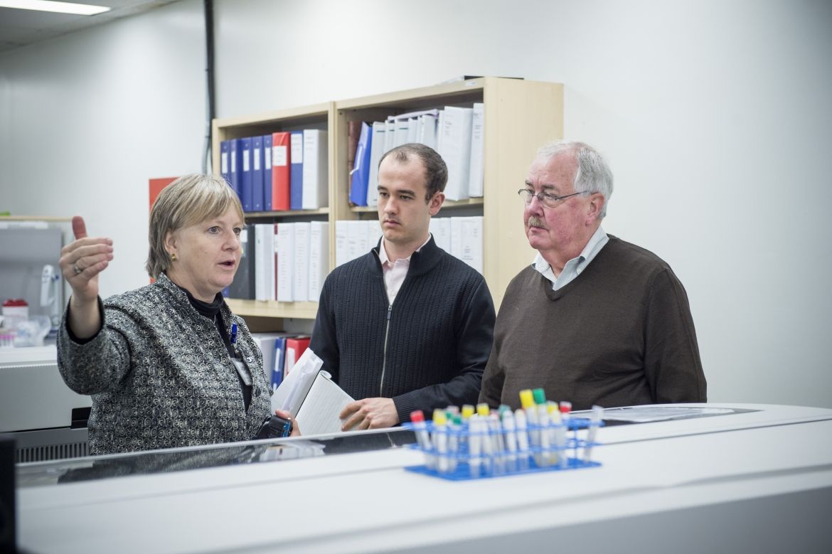 Joyce deVette-McPhail, Director of Clinical Labs, gives redevelopment consultants from Agnew Peckham a tour of our labs, which will be replaced as part of Phase 2 Redevelopment.