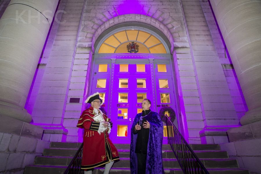 Dr. Robert Connelly, Program Medical Director of Pediatrics at Kingston Health Sciences Centre address the crowd gathered at City Hall.