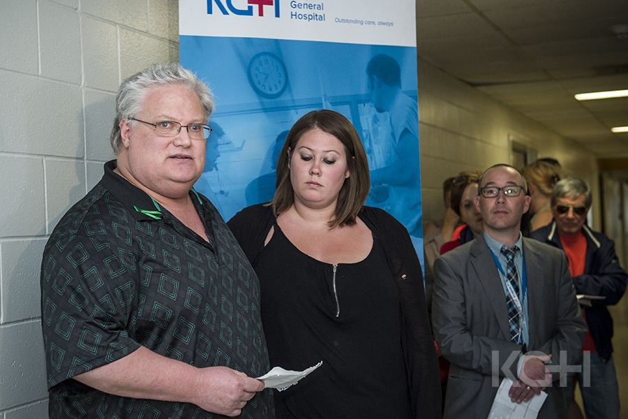 The Gallina speak during the unveiling of the new Organ and Tissue Donation Memorial wall