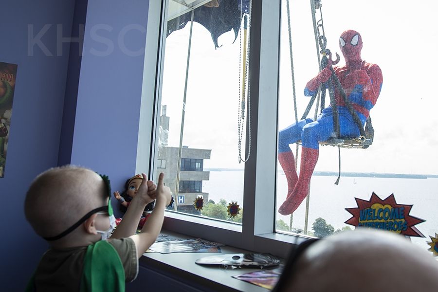 Superheroes visit the KGH site at Kingstion Health Sciences Centre in Kingston Ontario.
