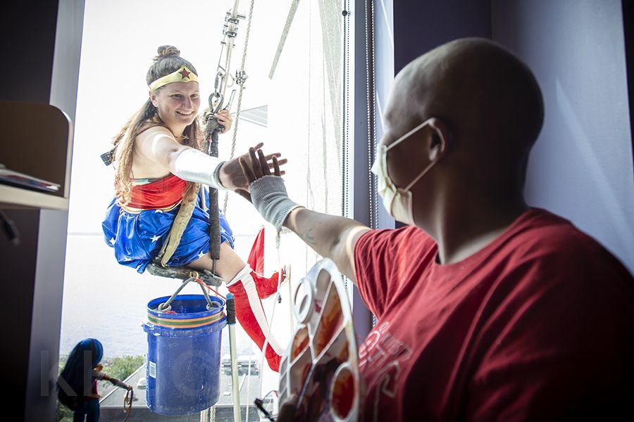 Superheroes visit the KGH site at Kingstion Health Sciences Centre in Kingston Ontario.