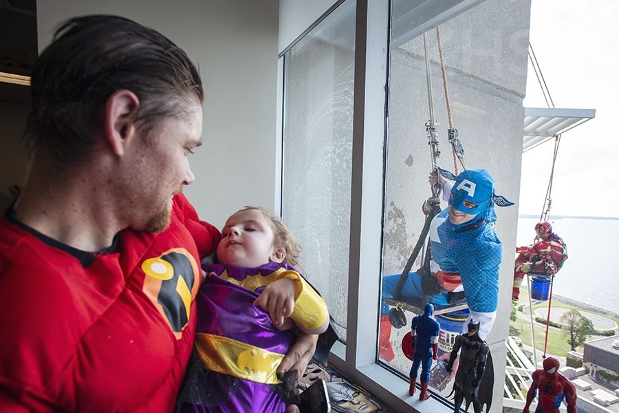 Superheroes visit the KGH site at Kingstion Health Sciences Centre in Kingston Ontario.