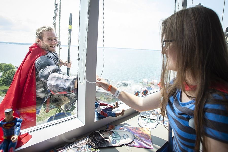 Superheroes visit the KGH site at Kingstion Health Sciences Centre in Kingston Ontario.