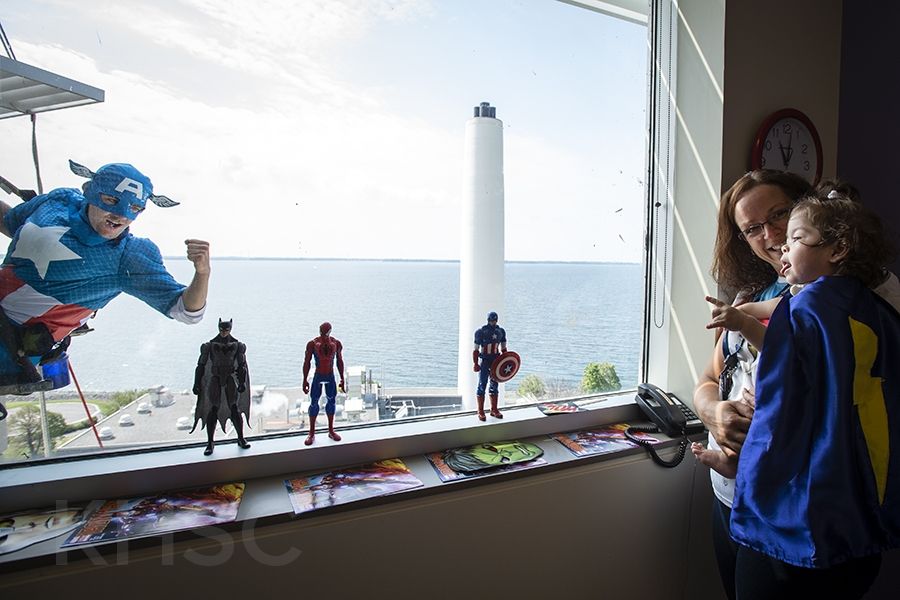 Superheroes visit the KGH site at Kingstion Health Sciences Centre in Kingston Ontario.