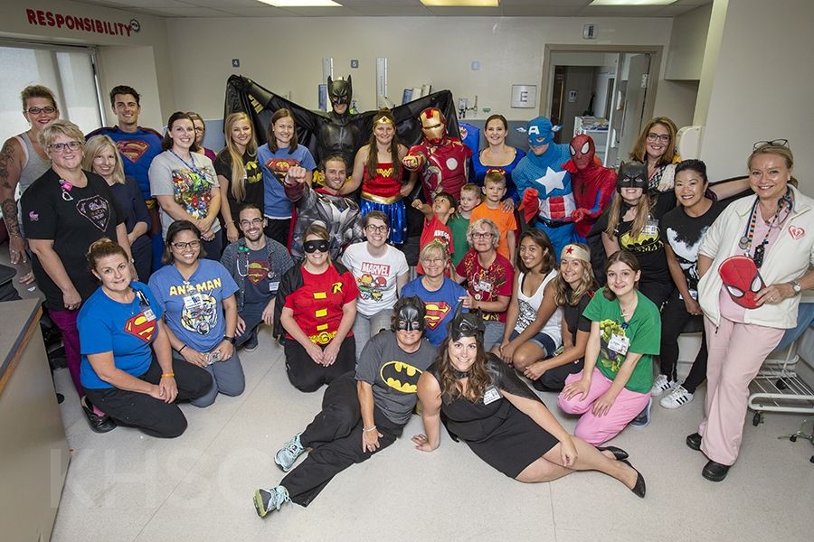 Superheroes visit the KGH site at Kingstion Health Sciences Centre in Kingston Ontario.