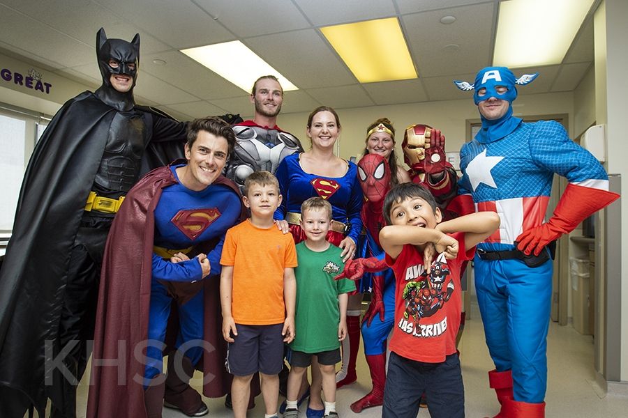 Superheroes visit the KGH site at Kingstion Health Sciences Centre in Kingston Ontario.
