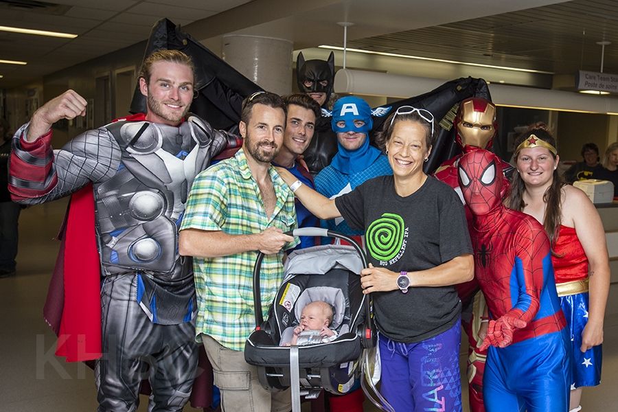 Superheroes visit the KGH site at Kingstion Health Sciences Centre in Kingston Ontario.