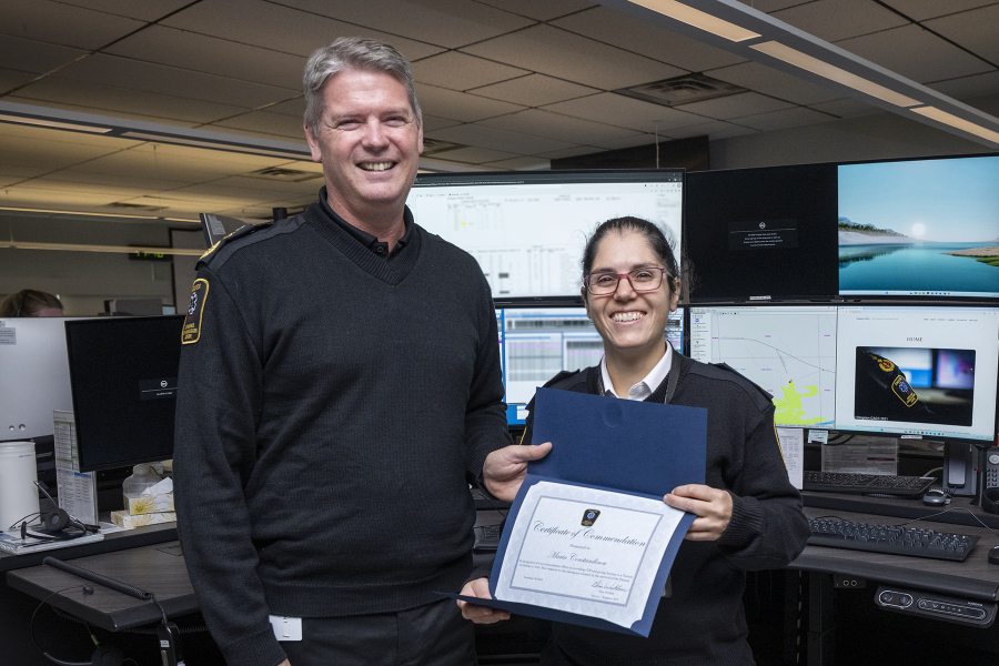 Chris and Maria pose at the CACC headquarters.
