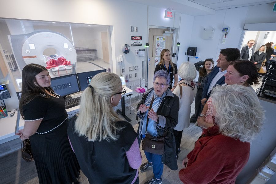 Event attendees look into the new MRI suite