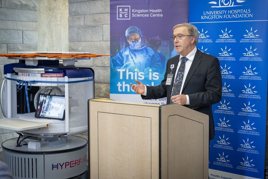 Dr David Pichora with the Portable MRI machine