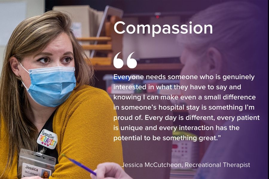 Jessica McCutcheon, Recreational Therapist with patient.