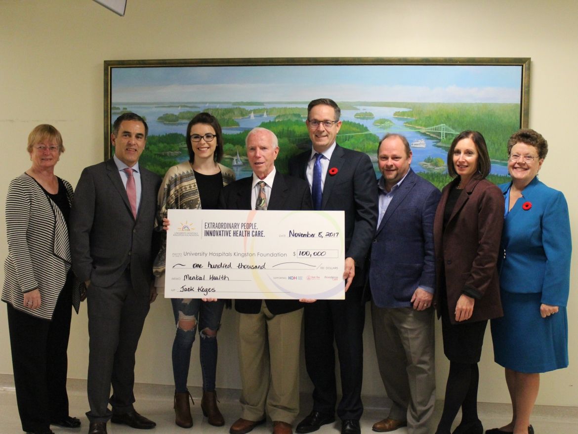 cheque_presentation-jack_keyes.jpg Donor Jack Keyes announces a $100,000 gift which will be used as an endowment fund to support inpatient and outpatient mental health at Kingston Health Sciences Centre.