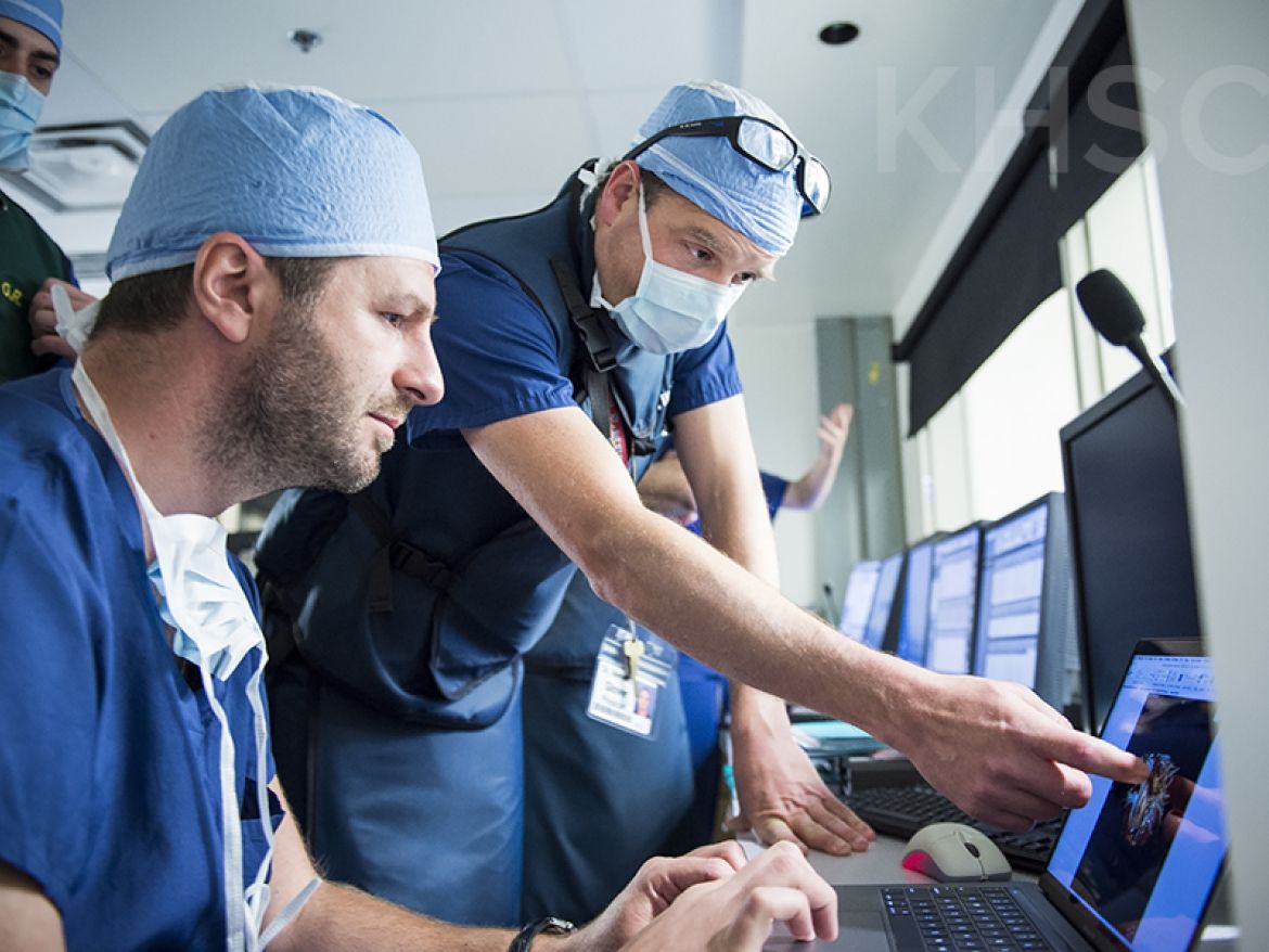 hybrid_ablation.jpg This year KHSC became the first hospital in Canada to perform a hybrid cardiac ablation.The procedure is a revolutionary treatment for patients who suffer from atrial fibrillation - the most common type of irregular heart rhythm. The new procedure will help patients heal faster, stop or reduce their use of medication, as well as reduce the number of hospital visits that they will require in the future.