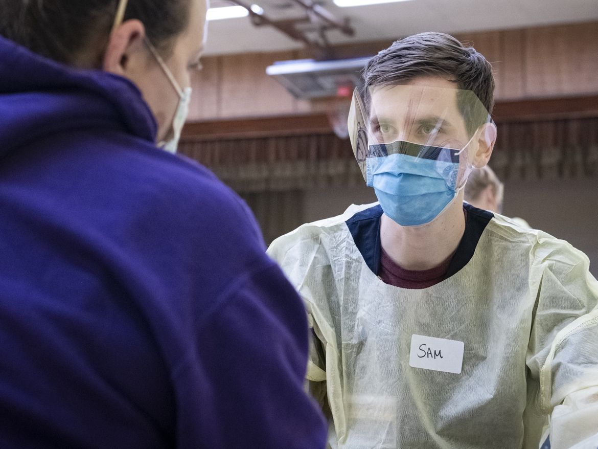 Staff working in the assessment centre.