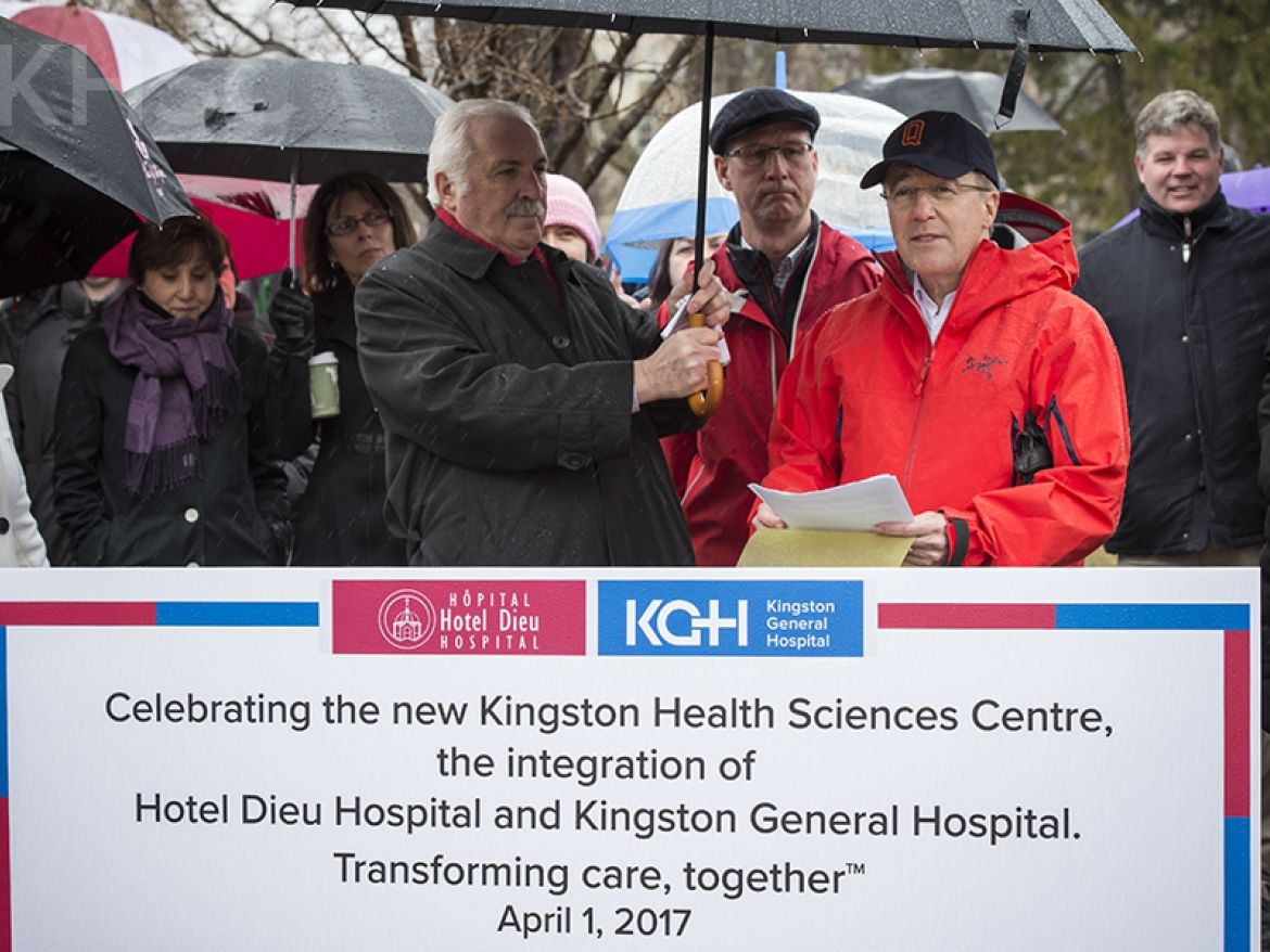 tree_planting.jpg After months of work spent planning for integration, teams from the former Hotel Dieu and Kingston General Hospital’s walked to City Park to meet on a rainy spring and plant a maple tree to commemorate the creation of Kingston Health Sciences Centre.