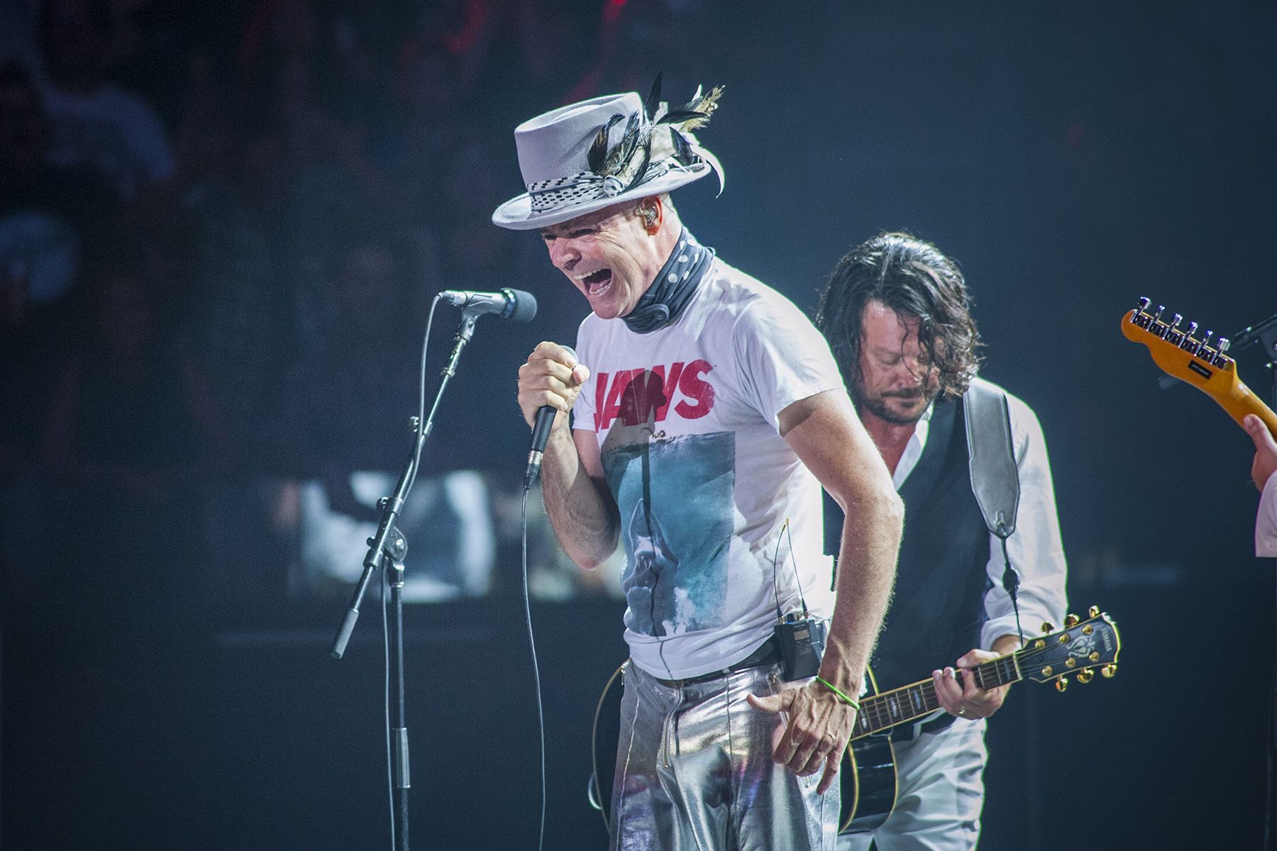 Gord Downie on stage playing the Hip's final concert