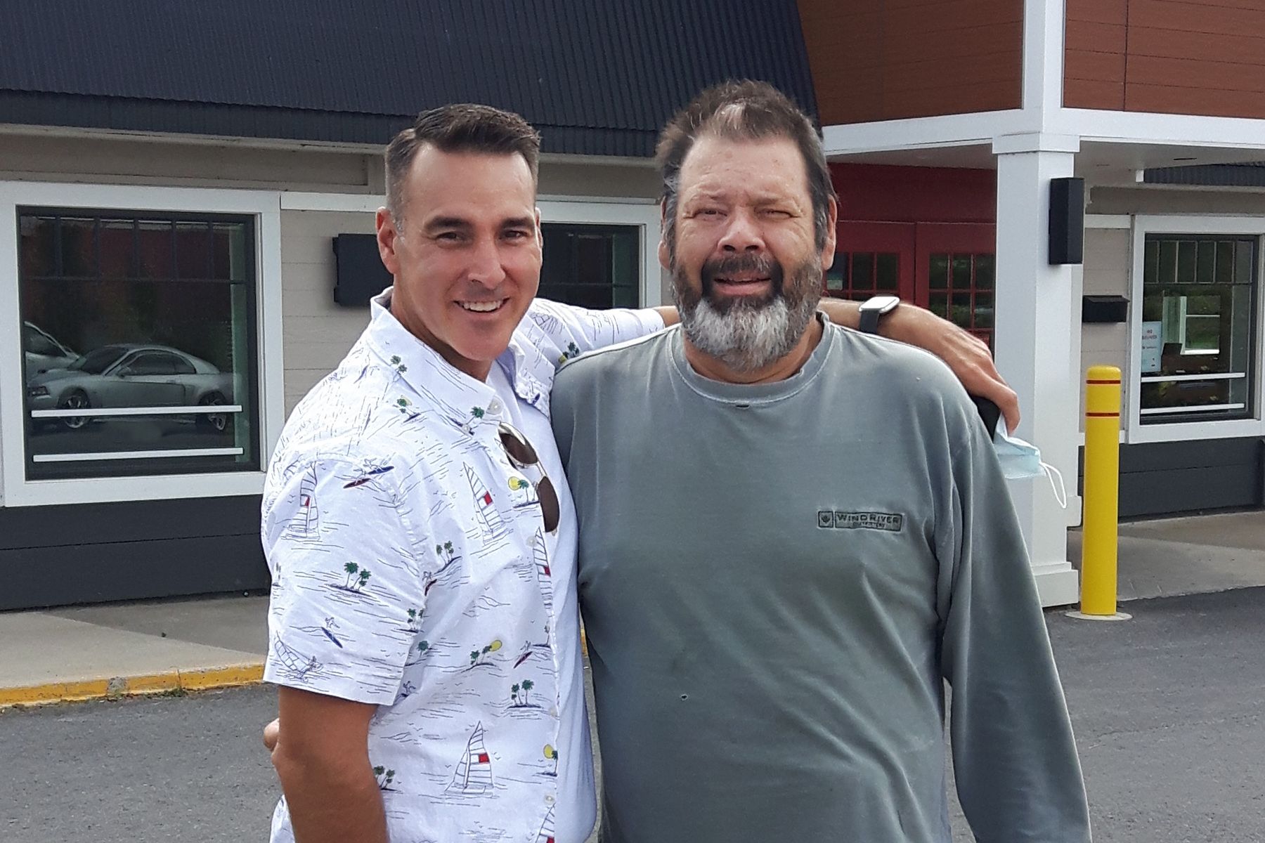 Kidney donor OPP Sergeant Darren Miller (left) with transplant recipient, retired OPP Officer John Hill