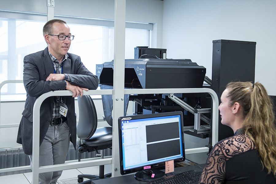 Dr Boyd in the KINARM lab